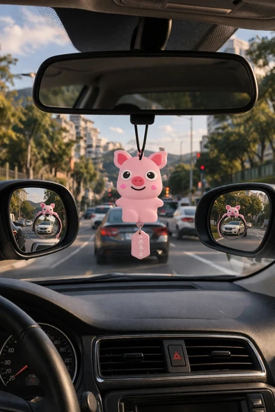 2'li Kör Nokta Aynası Sevimli Kokulu Ayna Süsü Seti Pembe Renk ürün görseli 1