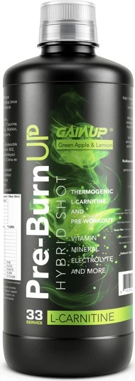 Gainup Pre-Burnup Hybrid Shot 1000ML Pre-Workout ve Thermo L-Carnitine Yeşil Elma&limon ürün görseli 1