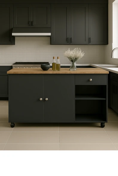 Tdesigno Talya Alt Modül 120 cm Antrasit Tezgah Dahil-tekerlekli ürün görseli 1