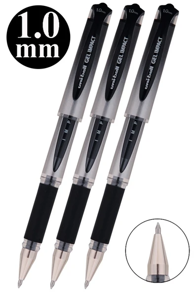 Siyah İmza Kalemi 3 Adet Uniball Gel İmpact 1.0 mm Roller Pilot Kalem Um-153S Roller Uçlu Likit Mürekkepli Pilot Kalem ürün görseli 1