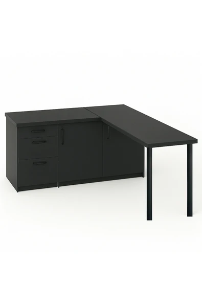 Tdesigno AY MUTFAK ADASI-L MUTFAK ADASI-3 ÇEKMECELİ 2 KAPAKLI-ÇOK AMAÇLI DOLAP-ALT MODÜL-KİLER - 150 CM ürün görseli 1