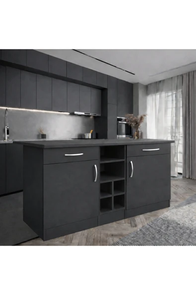 Tdesigno ANDA 2 ÇEKMECELİ 2 KAPAKLI MUTFAK ADASI- ÇOK AMAÇLI DOLAP-HAZIR MUTFAK DOLABI-ERZAK-KİLER DOLABI ürün görseli 1