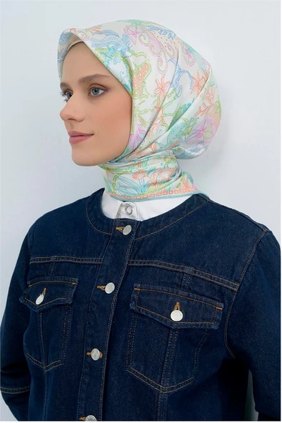 9545 ARMİNE SAF İPEK EŞARP - Resim 4