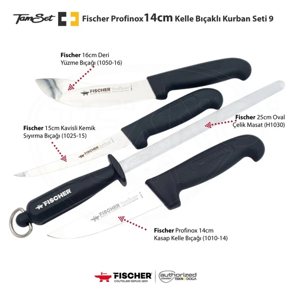 Fischer Profinox 14cm Kelle Bıçaklı Kurban Seti 9 F1411D ürün görseli 1