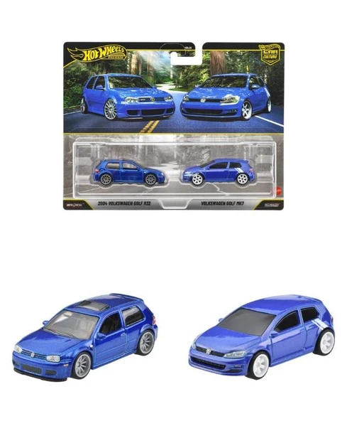 1:64 Hot Wheels Premium Car Culture 2'li Paket 2004 VOLKSWAGEN GOLF R32 - VOLKSWAGEN GOLF MK7 HBL96 - JHW49 ürün görseli 1