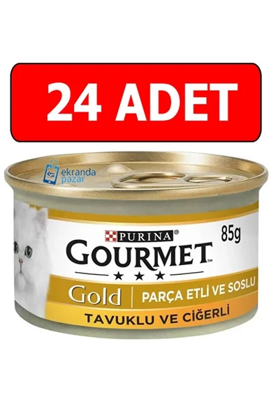 Gourmet Gold Tavuk Ve Ciğer Parçalı Soslu Kedi Konservesi 24X85gr ürün görseli 1
