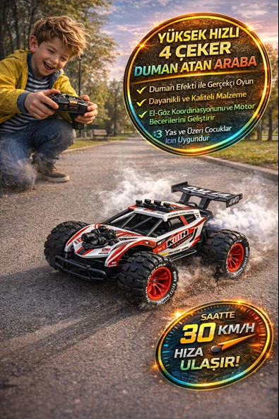 Uzaktan Kumandalı Araba 4x4 Şarjlı 30 Km Hızlı Dumanlı Off Road RC Araba 1:18 2.4GHz ürün görseli 1
