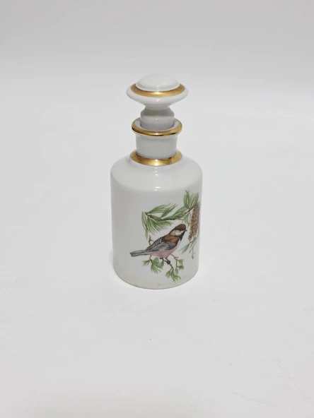 Limoges Kuş Desenli Porselen Parfüm Şişesi 14,5x6x6cm ürün görseli 1