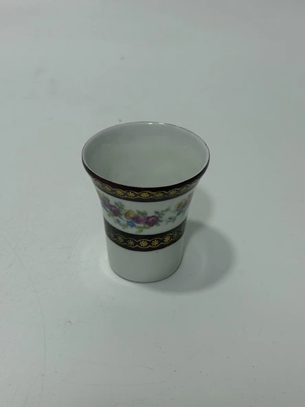 Couleuvre Limoges Çiçek Desenli Bordo Mini Su Bardağı 5,5cm ürün görseli 1