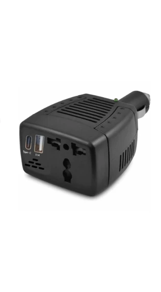 12V/220V 150W Araç İçi Power İnverter 12V DC Çakmaklık Girişli - 220V AC Çevirici-GG23 ürün görseli 1