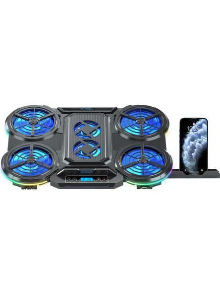 Claw's Frost Gt6 6x Big Turbo LED Fan - 10 Modlu Rgb - 2x USB - Siyah (13"-17" Boyut Destekli) ürün görseli 1