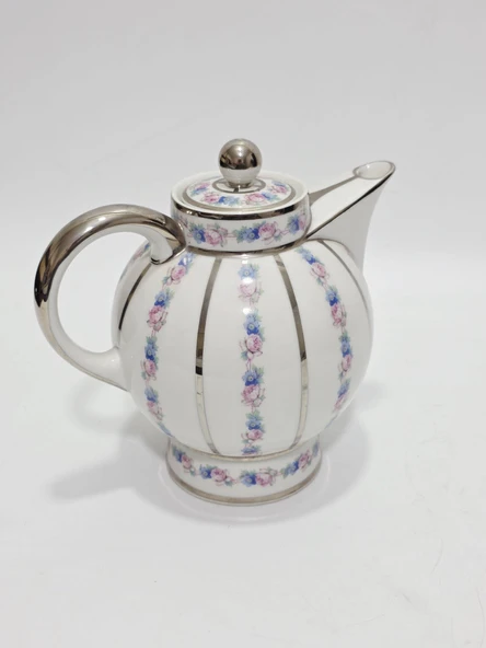 F. Legrand Limoges Çiçek Desenli Porselen Çay Kahve Demliği ürün görseli 1