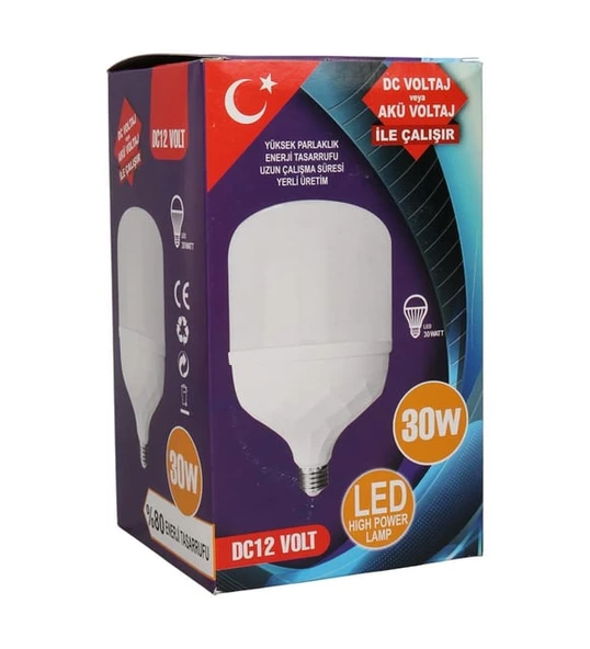 Geseus 30W 12V E27 Duy Beyaz  LED Ampul Yerli Üretim ürün görseli 1