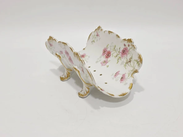 Gda Çiçek Desenli Porselen Kuşkonmaz Sunum Tabağı 22,5x13x10,5cm ürün görseli 1