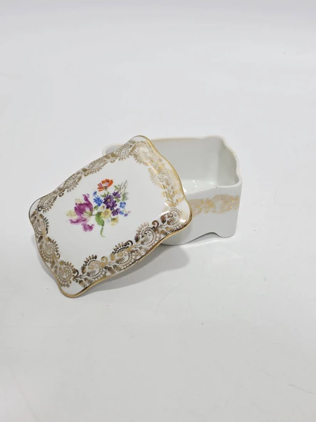 Limoges Çiçek Figürlü Mini Porselen Sandık ürün görseli 1