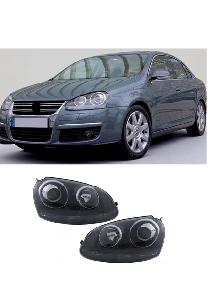 vw jetta 2005.2011 uyumlu siyah zemin r32 mercekli far ürün görseli 1