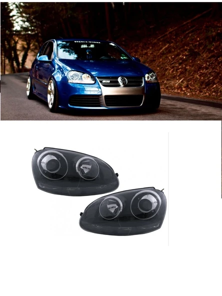vw golf 5 uyumlu r32 siyah zemin mercek far ürün görseli 1
