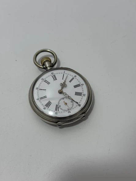Porselen Kadran Gümüş Kurmalı Cep Saati 46mm 2.El ürün görseli 1