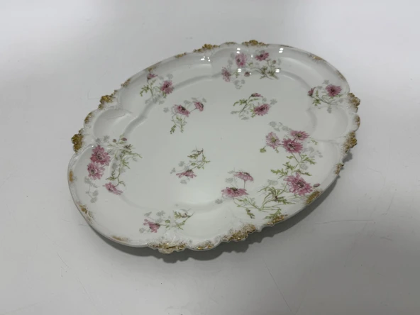 Gda Çiçek Desenli Porselen Sunum Tabağı 30x23,5cm ürün görseli 1