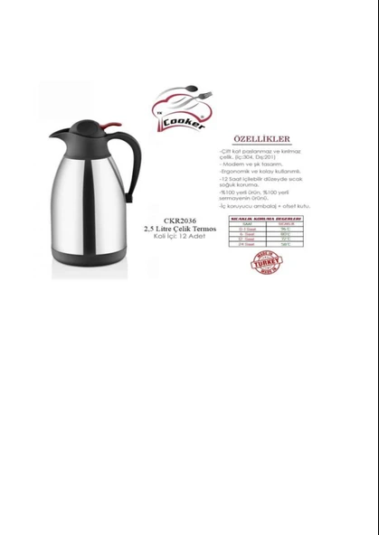 Optimum Çelik Termos 2,5 LT İnox opt2036 - Resim 3