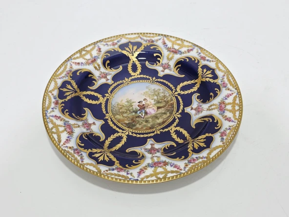 El Boyama Desenli Damgalı Avrupa Porselen Tabak 22cm ürün görseli 1