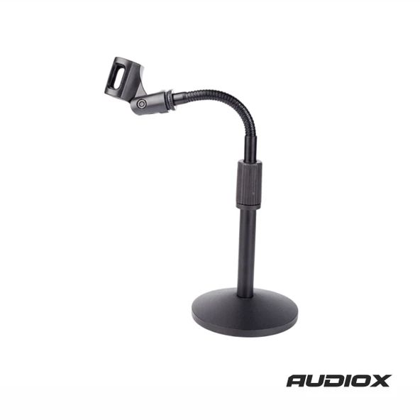 AUDIOX Audıox Masaüstü Kürsü Mikrofon Standı Esnek Gooseneck Yuvarlak Taban Siyah Mikrofon Sehpası ürün görseli 1
