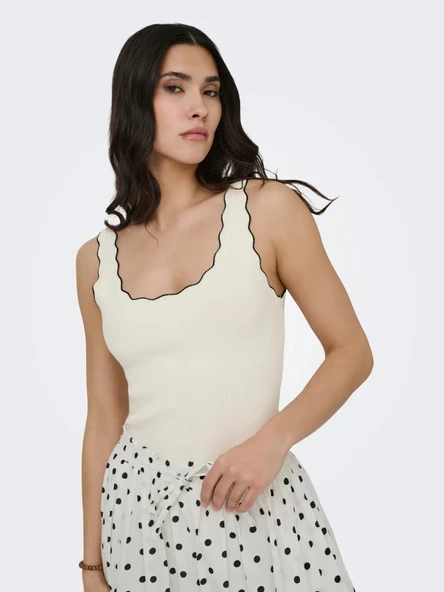 15290585 ONLY JDYNANNA S/L SCALLOP EDGE TOP KNT NOOS ürün görseli 1