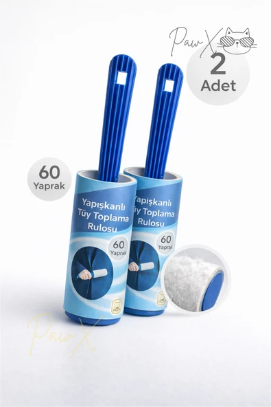 Yapışkanlı Tüy ve Saç Temizleme Rulosu Kedi Köpek Tüy Toplama 2 Adet 60 Yaprak ürün görseli 1