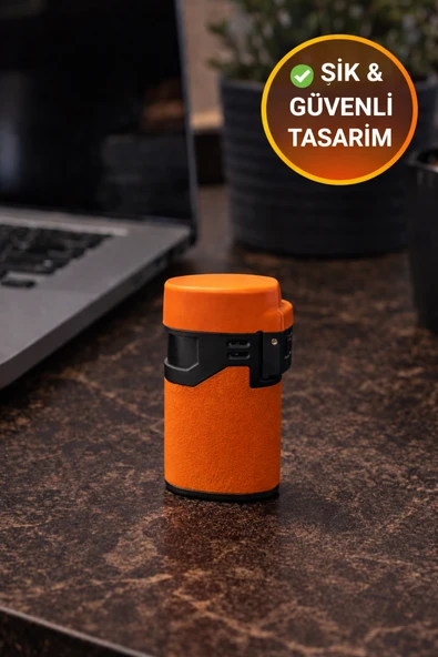 Turuncu Rüzgar Geçirmez Çakmak Turbo Alev Doldurulabilir Metal Başlıklı Güçlü Çakmak ürün görseli 1