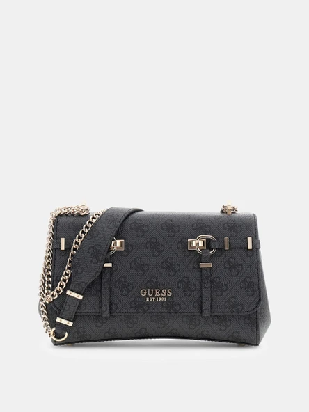 Guess Leona Logolu Dönüştürülebilir Kapaklı Çapraz Askılı Kadın Antrasit Omuz Çantası HWSG9917210-CLO ürün görseli 1
