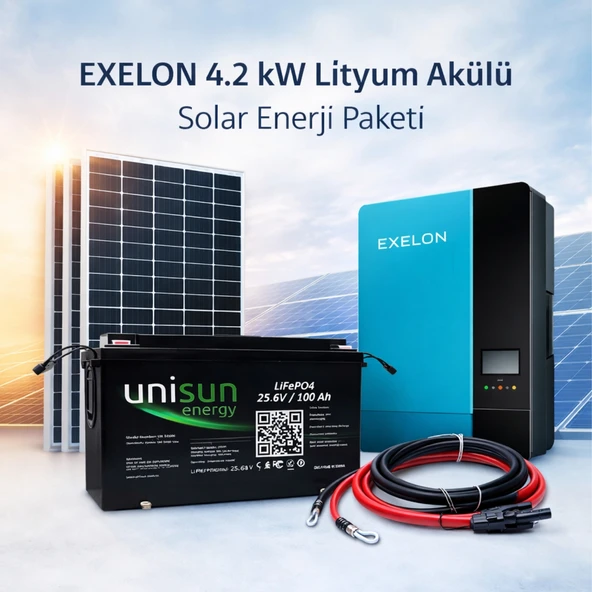 Exelon 4.2 kW Lityum Akülü Solar Enerji Paketi (Unisun Bataryalı) ürün görseli 1