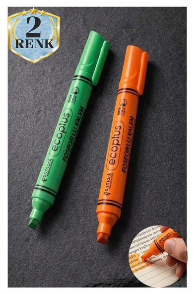 2 Renk Fosforlu Kalem Neon Renkli Kesik Uç 1-5mm İşaretleme Kalemi Canlı Renk Okul Ofis Tipi İşaretleme Kalemi ürün görseli 1