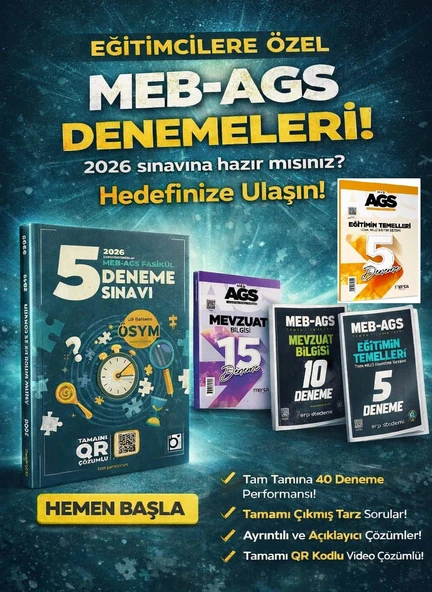 Marka + Bigelio 2026 MEB AGS Eğitim Bilimleri + Eğitim Temelleri + Mevzuat 40 Deneme 5 li Set ürün görseli 1