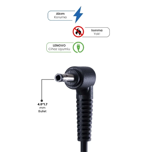 20V 3.25A 4.0 * 1.7 Bullet 65W LENOVO İçin Laptop Adaptör ürün görseli 1
