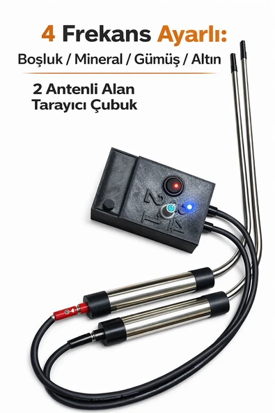 Profesyonel Frekans Üreten Alan Tarayıcı Çubuk Dedektör 4 Kademeli(Boşluk Mineral Gümüş Altın) ürün görseli 1