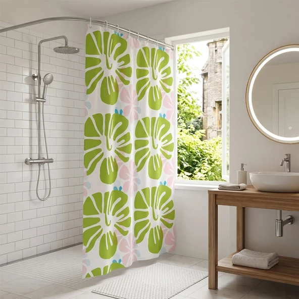 ÇİF KANAT PVC BANYO PERDESİ 2  PARÇA  X 90X180CM - 12 HALKALI (5250) - Resim 3