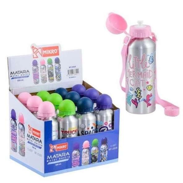 Mikro MT 2505-12 Çelik Matara Seti - 750ml Sızdırmaz Matara 4 Farklı Renk Okul & Spor Kullanımına Özel 12 ADET ürün görseli 1