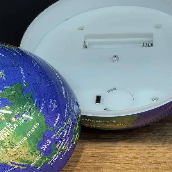 360 Derece Dönen LED Işıklı Mavi Dünya Küresi - Resim 2