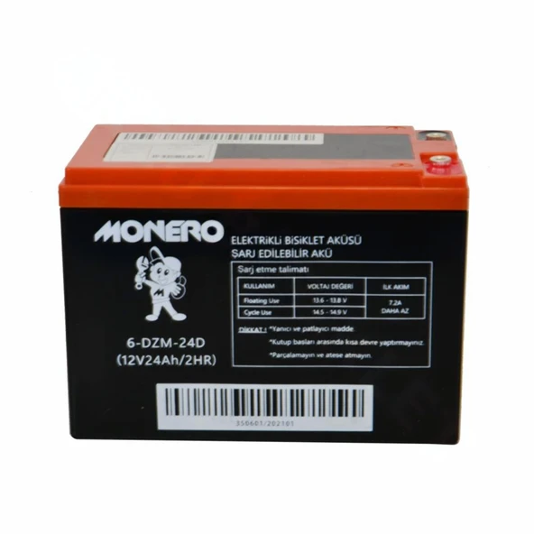 12V-24 AMPER [YATIK] [185*105*130 mm] E-BIKE AKÜ - MONERO ürün görseli 1