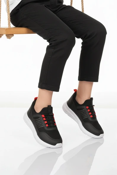 Siyah Beyaz Unisex Çocuk Spor Ayakkabı ürün görseli 1