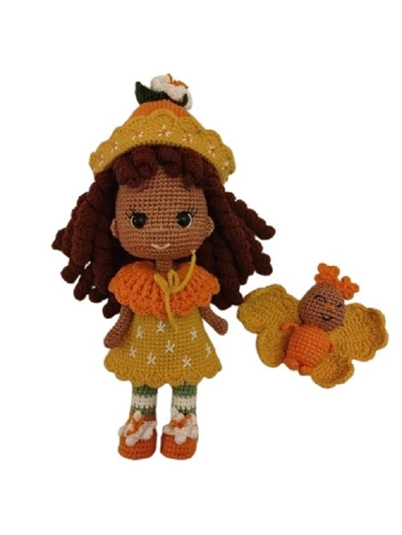 Portakal Çiçeği Bebek ve Kelebeği Amigurumi Organik Oyuncak ürün görseli 1