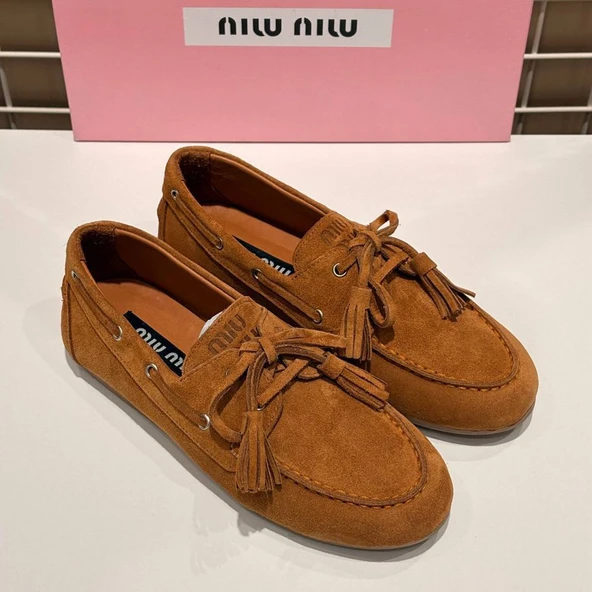 Miu Miu Süet Kadın Loafers Ayakkabı ürün görseli 1