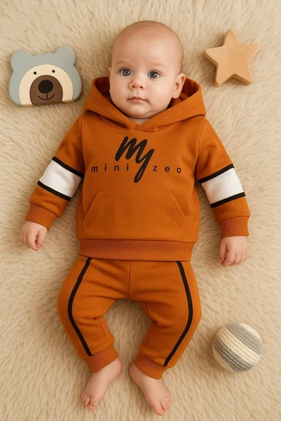 Mini Zeo Desenli Pamuklu 2'li Erkek Bebek Takımı ürün görseli 1