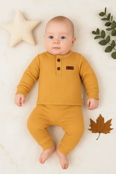 Çizgili Kumaş % 100 Pamuk 2'li Unisex Takım ürün görseli 1