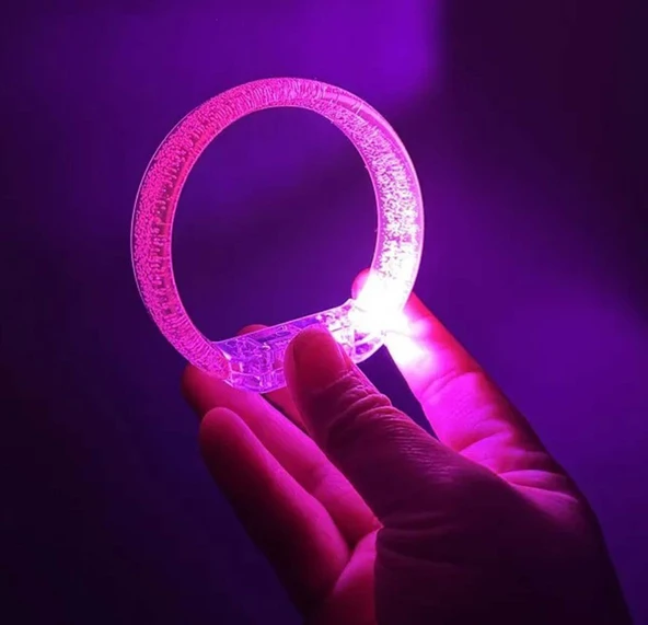 Periboia Pembe Led Işıklı Baskı Yapılabilen Pilli Bileklik Bilezik 1,5 cm Genişlik ürün görseli 1
