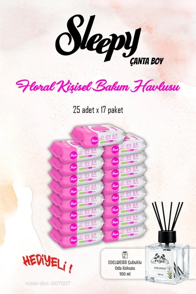 Sleepy 17 Paket Kişisel Bakım Havlusu, Floral 25'li ve ROSIE Koku ürün görseli 1