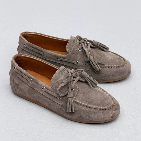 Miu Miu Süet Kadın Loafers Ayakkabı ürün görseli 1