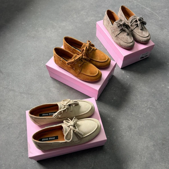 PTTAVM: Miu Miu Süet Kadın Loafers Ayakkabı
