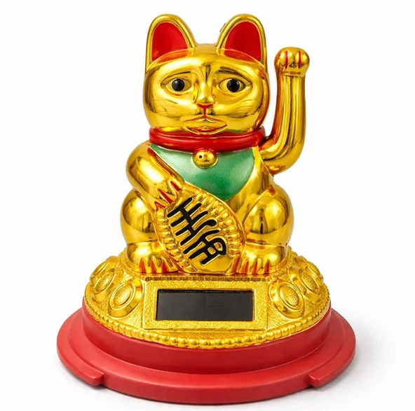 Güneş Enerjili Pati Salayan Şans Kedisi ( Maneki Neko ) Alk2931 ürün görseli 1