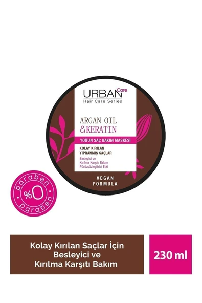Care Argan Oil & Keratin Intensive Hair Care Mask For Brittle Hair 230 Ml - Vegan Product ürün görseli 1